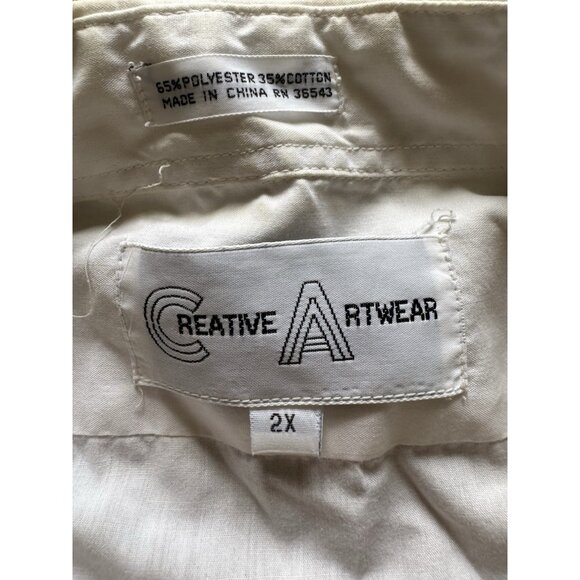 Creative Artwear Women Sz 2X Floral Beaded Artsy Art 80s 90's Button Down Signed - Picture 3 of 11